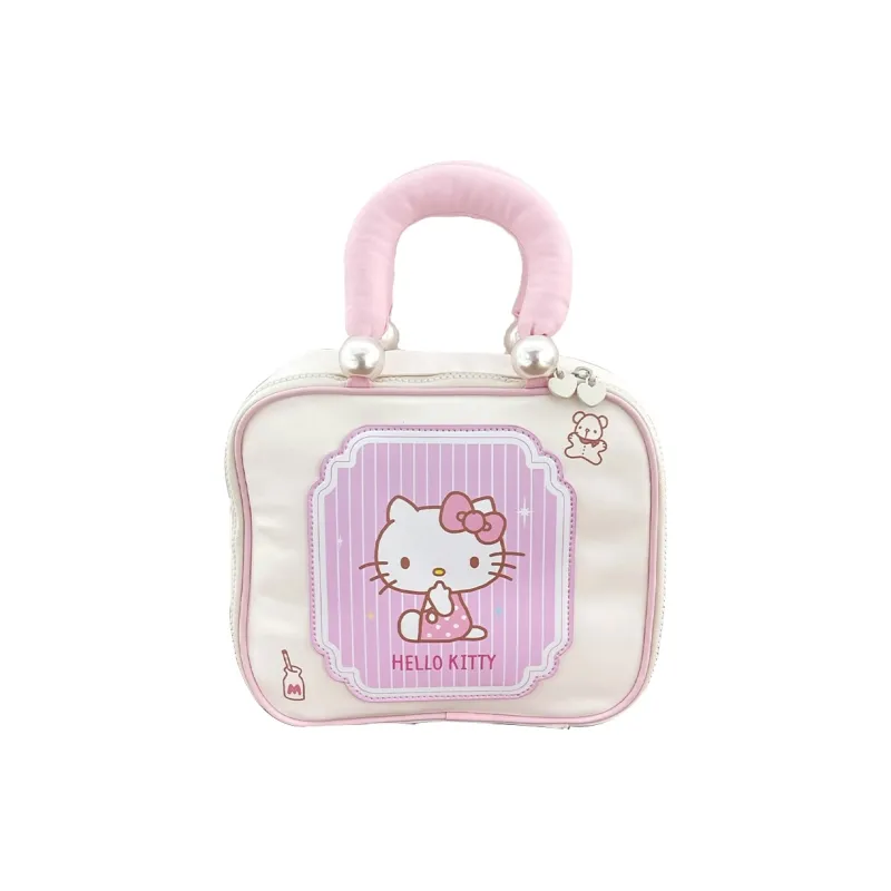 Sanrio Hello Kitty Polyester Makeup Bag Women's Pink White-0