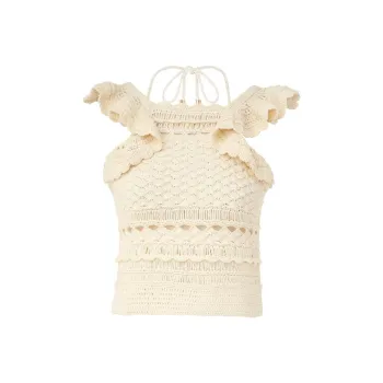 Zimmermann Ruffled Straight Hem Crochet Top