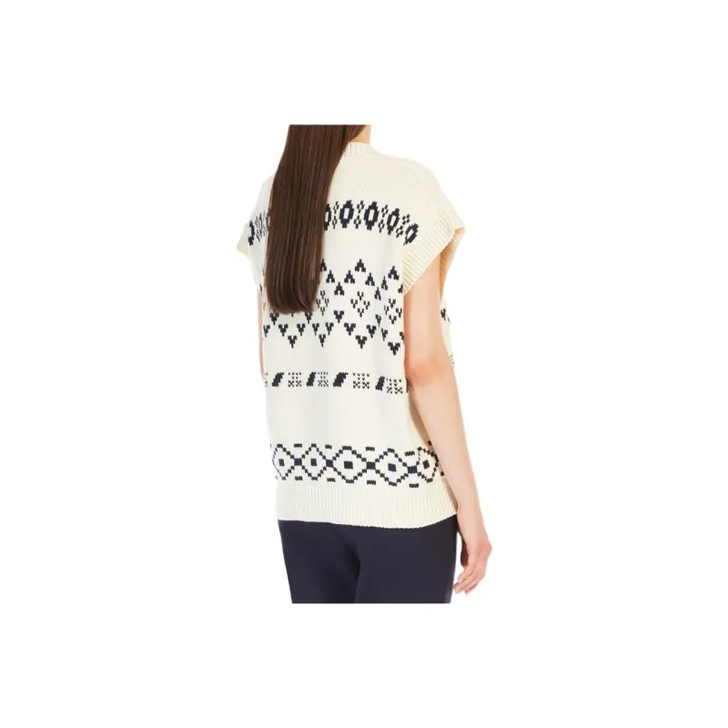 WEEKEND MaxMara Fair Isle knit V neck Vest-3