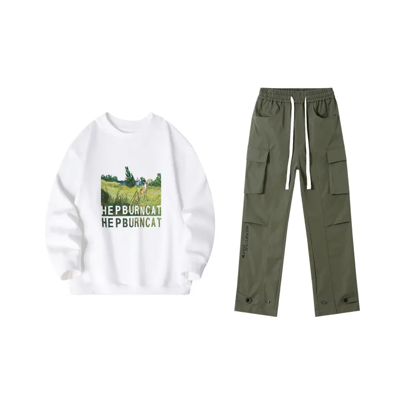Hepburn Cat Sweatshirt Sets Unisex-0