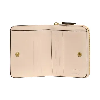 COACH MINT+SERF Collaboration Billfold Wallet Glossy Pebbled Leather Card Holder Wallet Women's Graffiti White