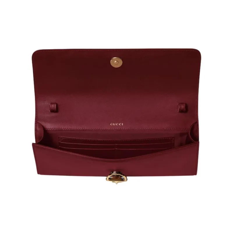 GUCCI Smooth Leather Handbag Regular Women's Red-5