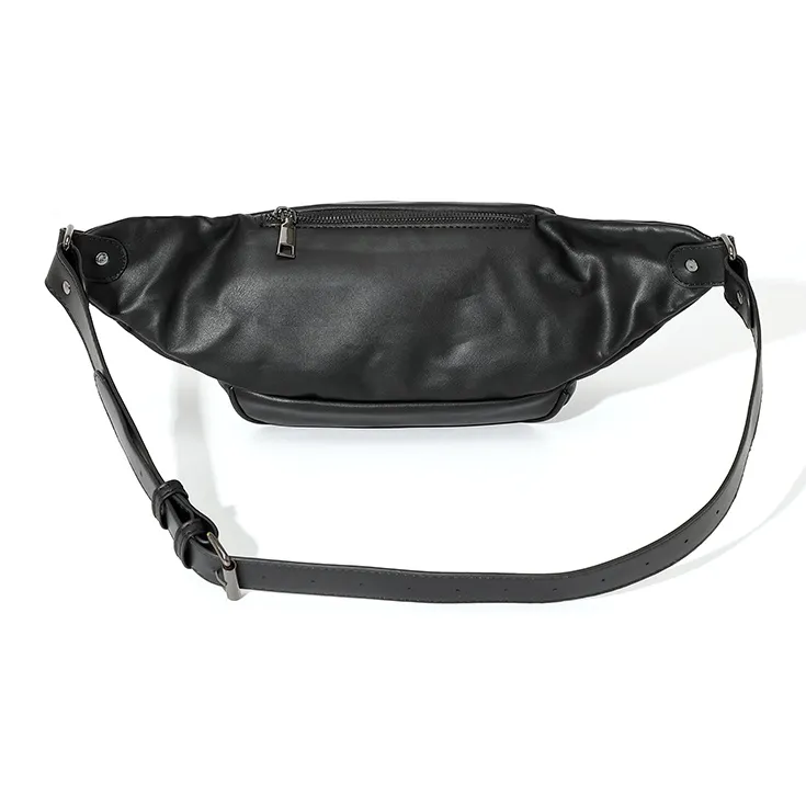 MASTER CANVAS Leather Sling Bag Unisex Black-2