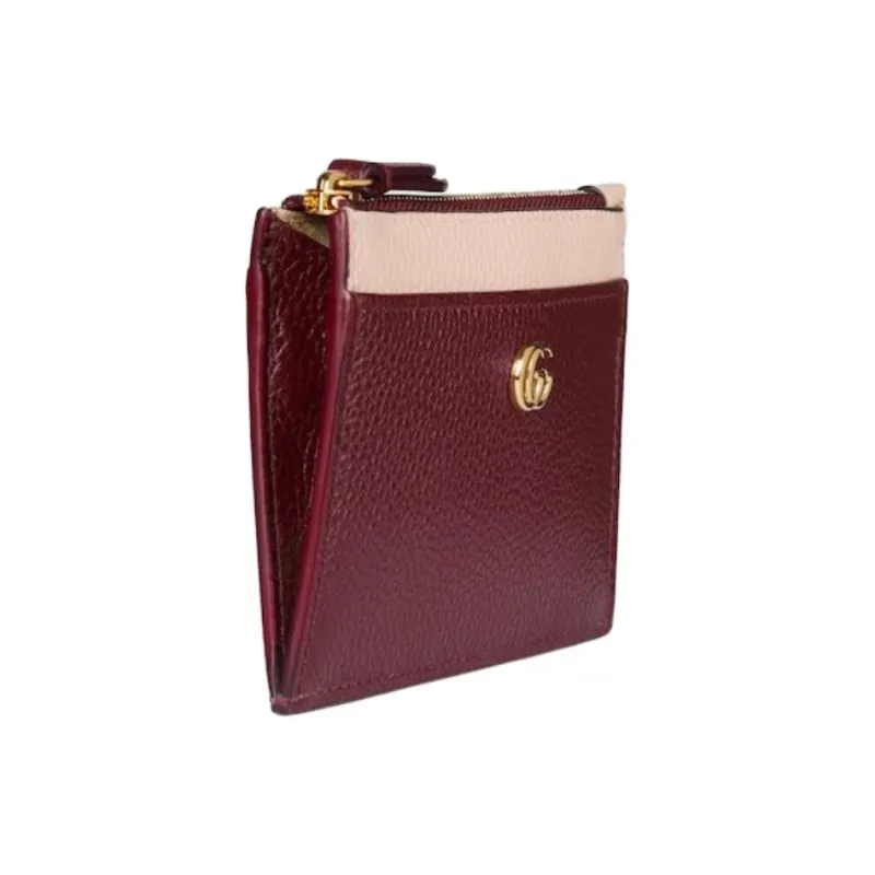GUCCI GG Marmont Leather Card Holder Women's Red Pink-2