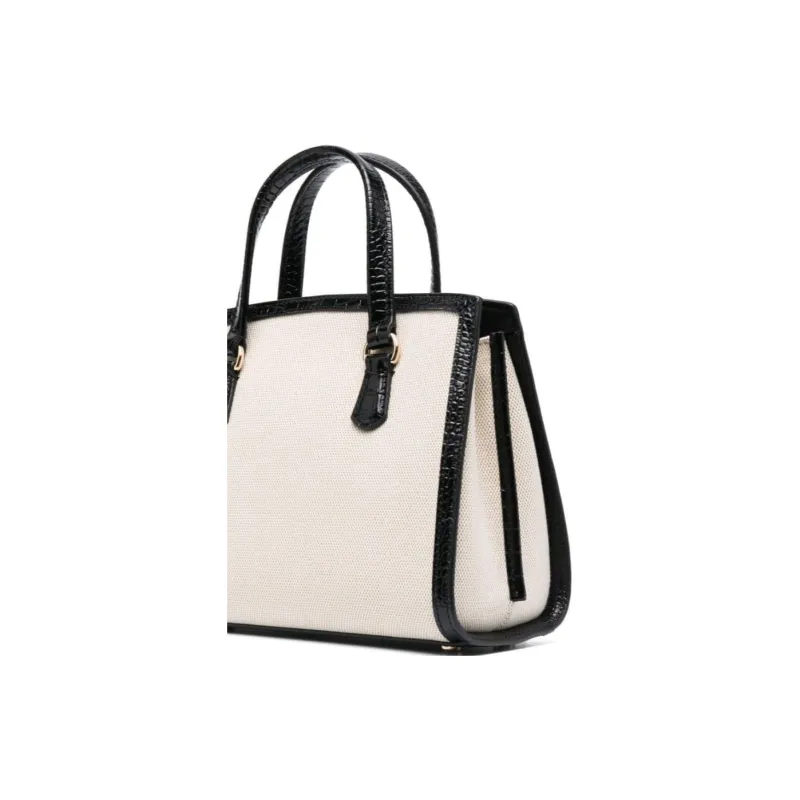 MICHAEL KORS Chantal Calfskin Messenger Bag, One Shoulder Crossbody Clutch Trumpets Women's Beige & White & Black-4