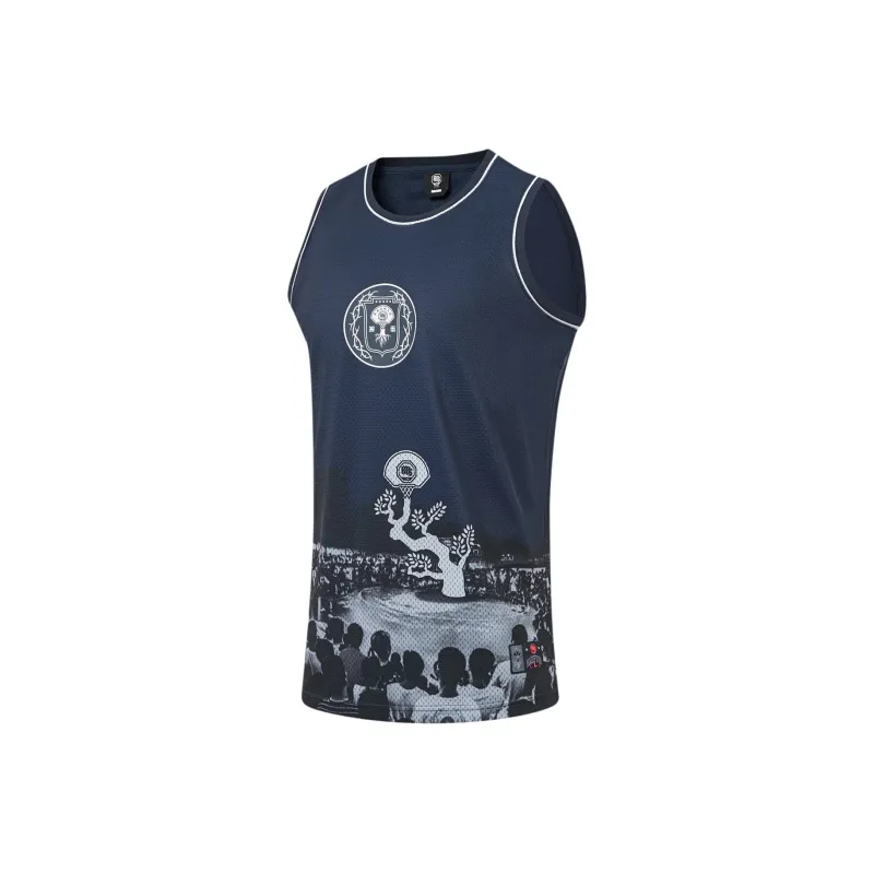 LiNing Badfive Basketball Jersey Men's Dark Marine Blue-0