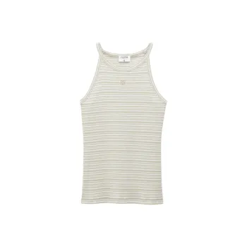 Filippa K Monogram embroidered Striped Organic Cotton Tank Top