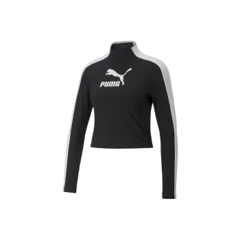 PUMA T7 T7 Cropped Slim Longsleeve Tee T-Shirt Women's Black