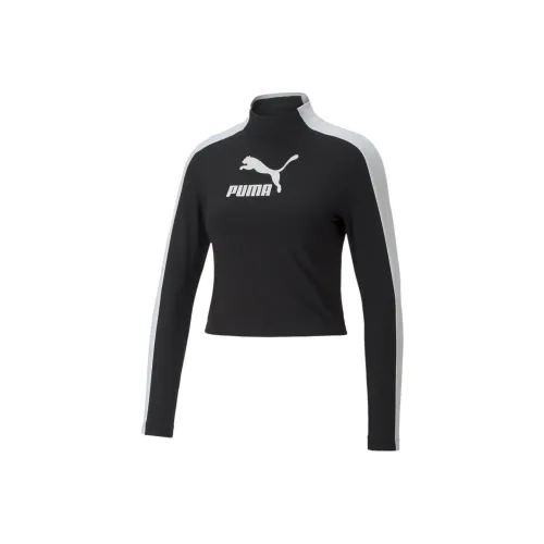 PUMA T7 T7 Rosewaterped Slim Longsleeve Tee T-Shirt Women's Black