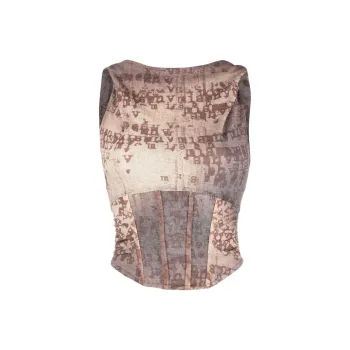 Misbhv Typewriter print Hooded Sleeveless Top