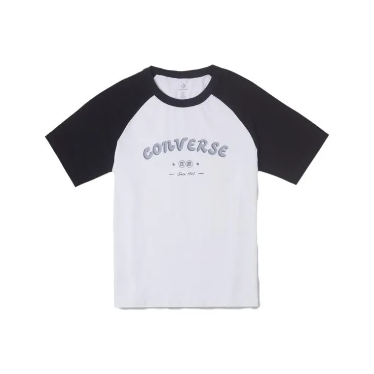Converse Raglan Sleeve T Shirt Women's Black White-0