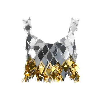 Paco Rabanne Spikey Fringed Mirrored Crop Top