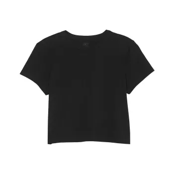 Victoria's Secret PINK HERITAGE COTTON CROPPED TEE/Pure Black T Shirt Women's Pure Black