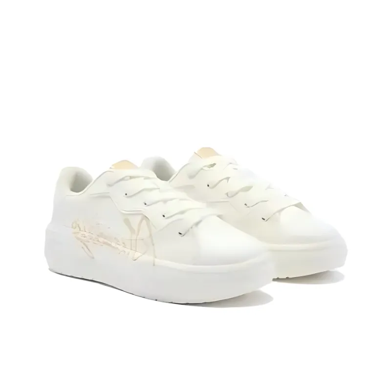 QIAODAN Non slip Lightweight Low Top Skateboard Shoes Women's White-3