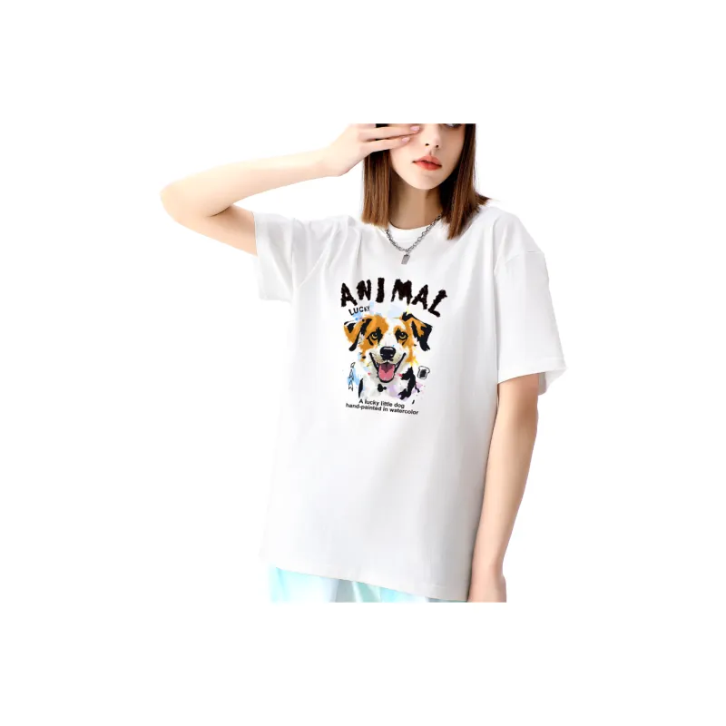 Oudifu Drop Shoulder Sleeve T Shirt Women's-2