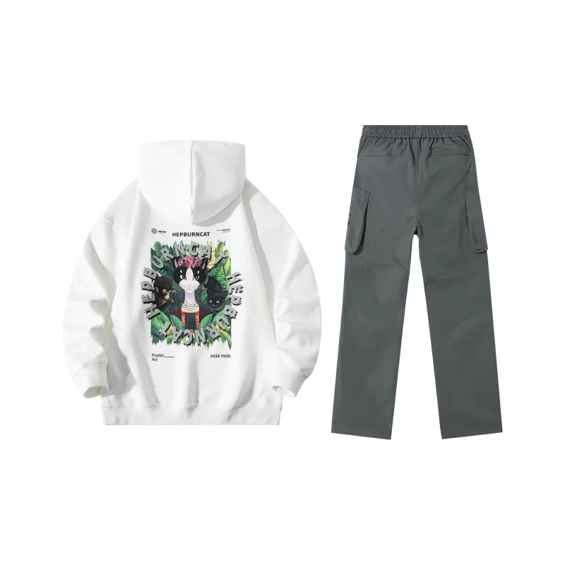Hepburn Cat Sweatshirt Sets Unisex-0