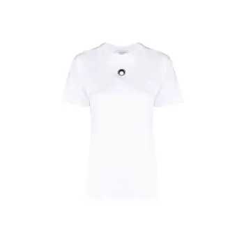 Marine Serre Organic Cotton Embroidered T shirt White