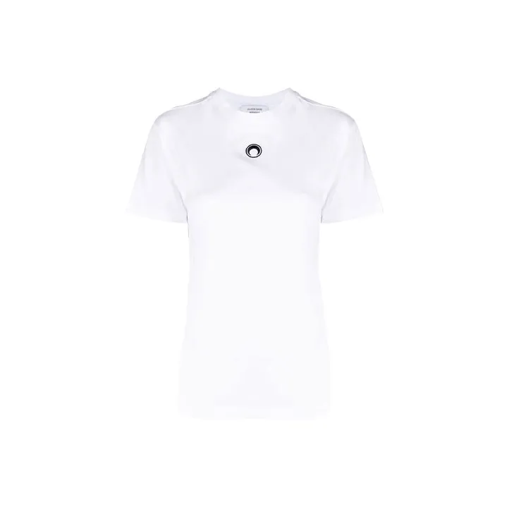 Marine Serre Organic Cotton Embroidered T shirt White-0