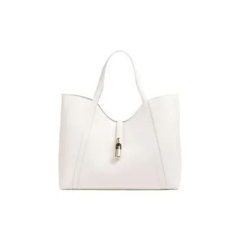 Furla GOCCIA Grain Leather Tote Bag, Shopping Bag, Handbag Extra Large Women's Cream