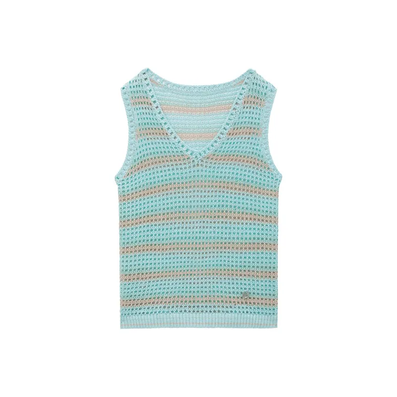 Self Who Tank Tops Women's Lake Blue Apricot-0