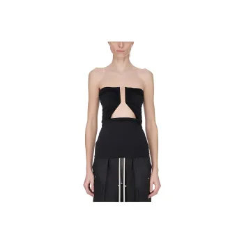 RICK OWENS Off Shoulder Cut Out Detailed Ruched Top