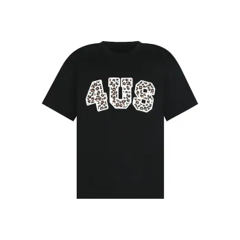 FORUYES Drop Shoulder Sleeve T Shirt Women's Black