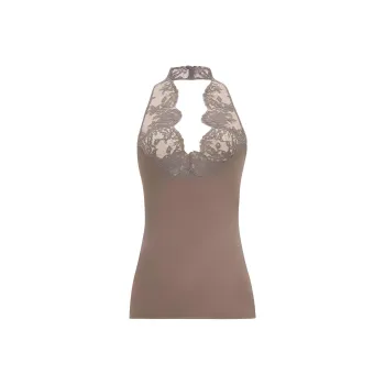 SAINT LAURENT Halter Lace Detailed Top