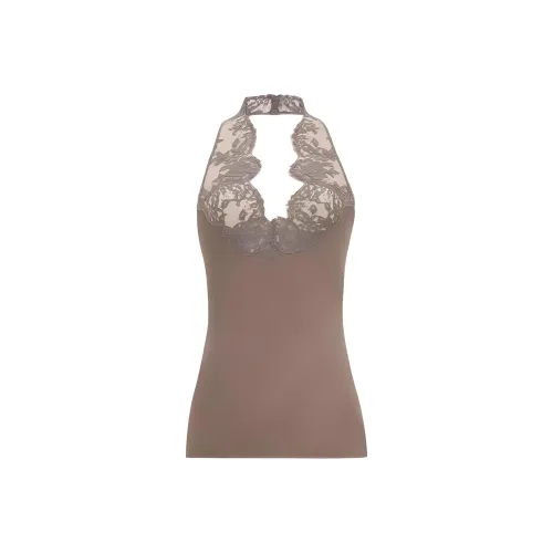 SAINT LAURENT Halter Lace Detailed Top