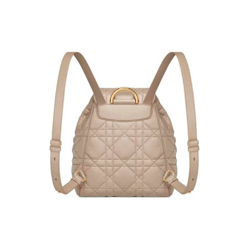 DIOR Caro Lambskin Backpack Medium Size Women's Desert Gray Umber-2