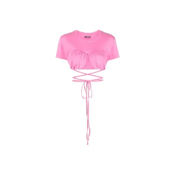 Jacquemus Wraparound Cropped T Shirt T Shirt Pink