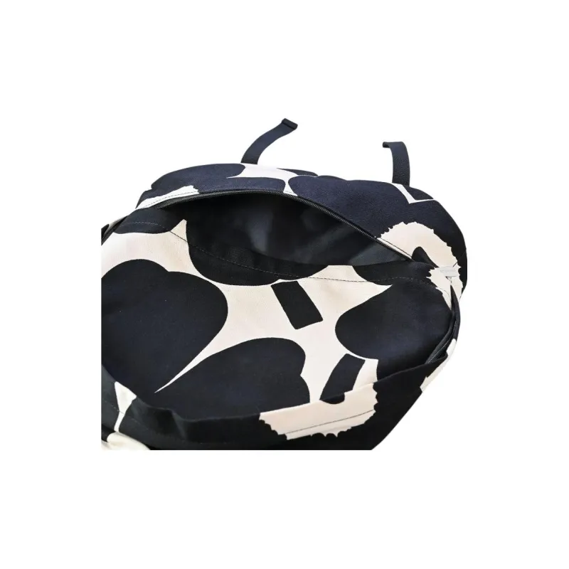 Marimekko Cotton Backpack Unisex Black & Gray White-2