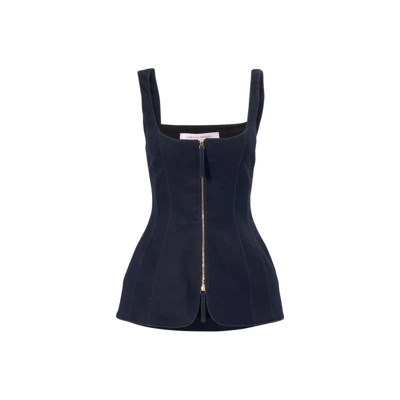 CarolinaHerrera Denim Zip up Top-0