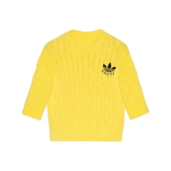 GUCCI x Adidas Originals Adidas X Gucci Co branded Series SS23 Crop Tops Women's Yellow