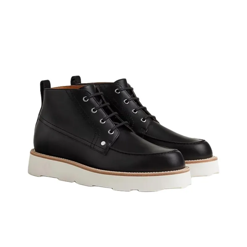 HERMES Kristopher Ankle Boots 4cm Men's Black-2