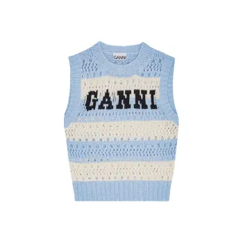 GANNI Striped Pattern Knitted Vest