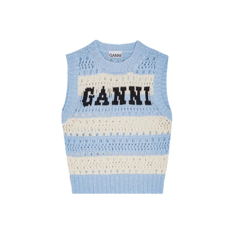 GANNI Striped Pattern Knitted Vest-0