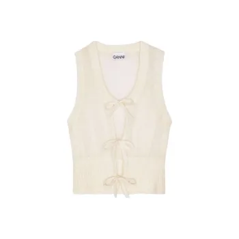 GANNI Egret Tie String Knitted Vest