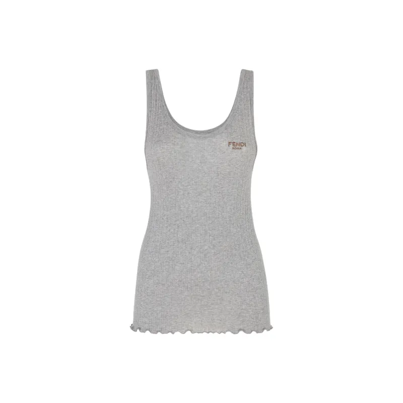 FENDI Logo Embroidered Sleeveless Top-0