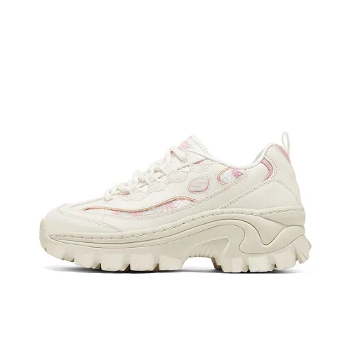 Skechers Anti-Slip Wear-Resistant Low-Top Chunky Sneakers Women's White Pink