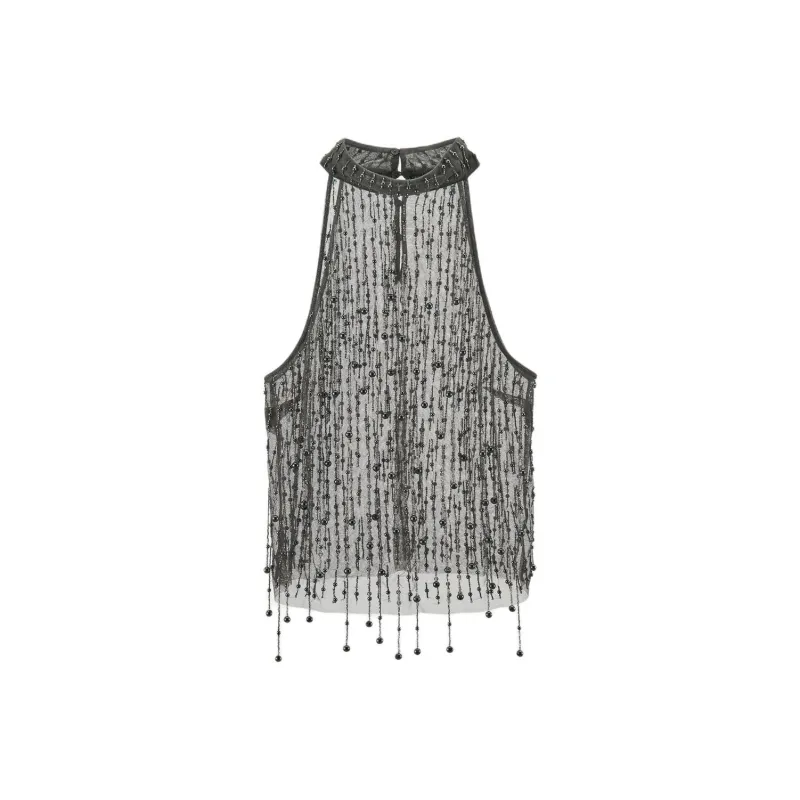 ZARA Tank Tops Women's Silver-0