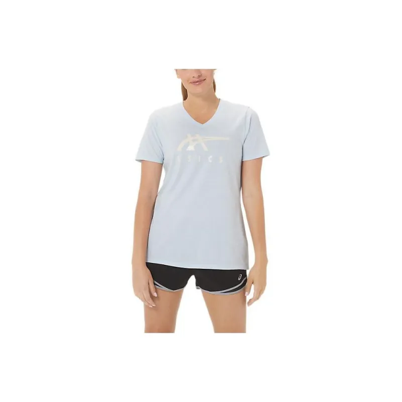 Asics STRIPES T-Shirts Women's Light Blue-0