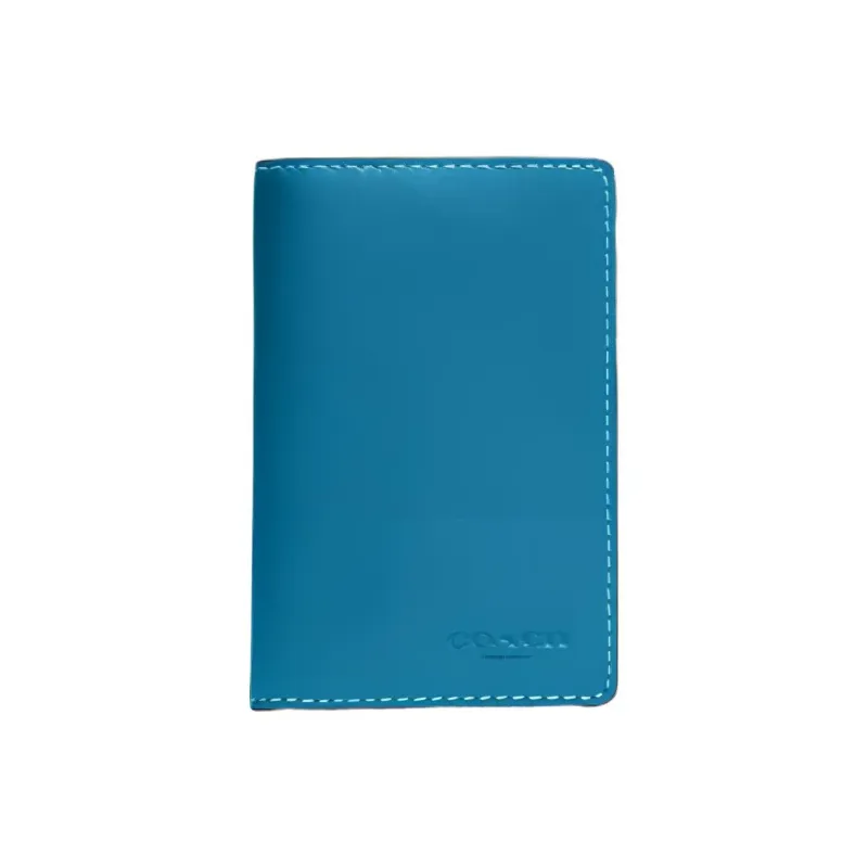 COACH Id Zip Wallet Calfskin Card Holder Wallet Men's Blue-0