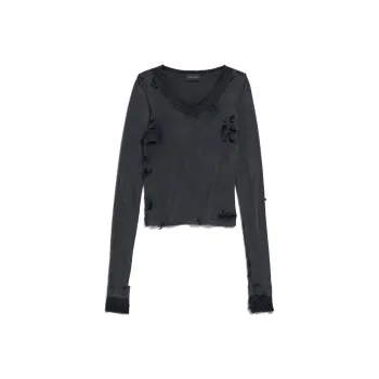 Balenciaga Women's Distressed Lingerie Top Black