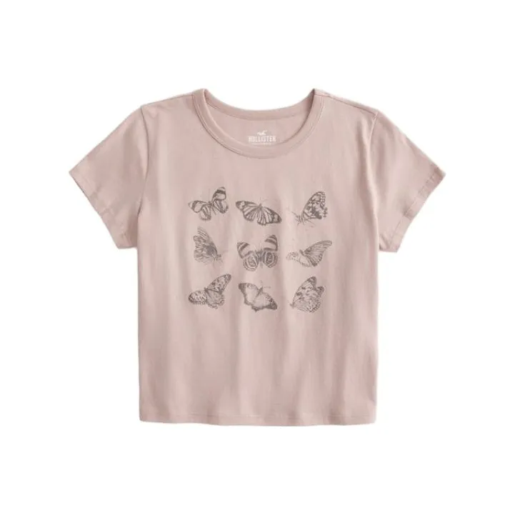 Hollister T-Shirts Women's Gray Pink-0