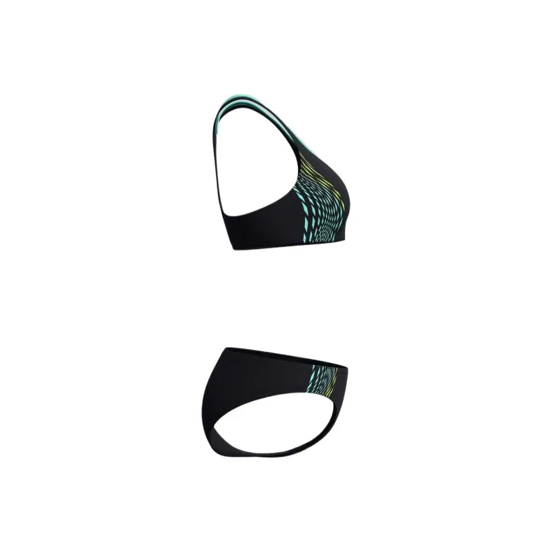 Speedo Placement Bikini Women's Black Yellow-3