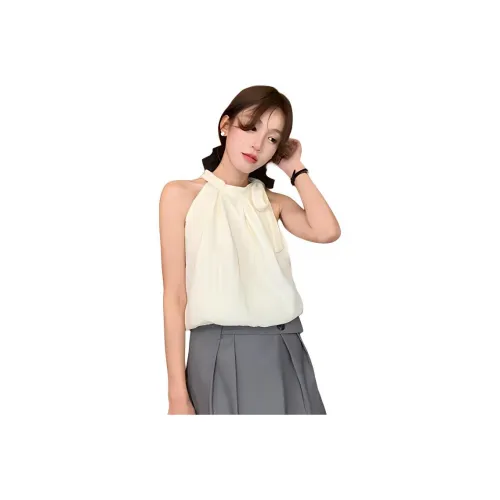 QIANGKOUPAOCAI Tank Tops Women's Light Apricot