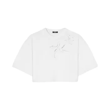VERSACE Embroidered Cropped T shirt