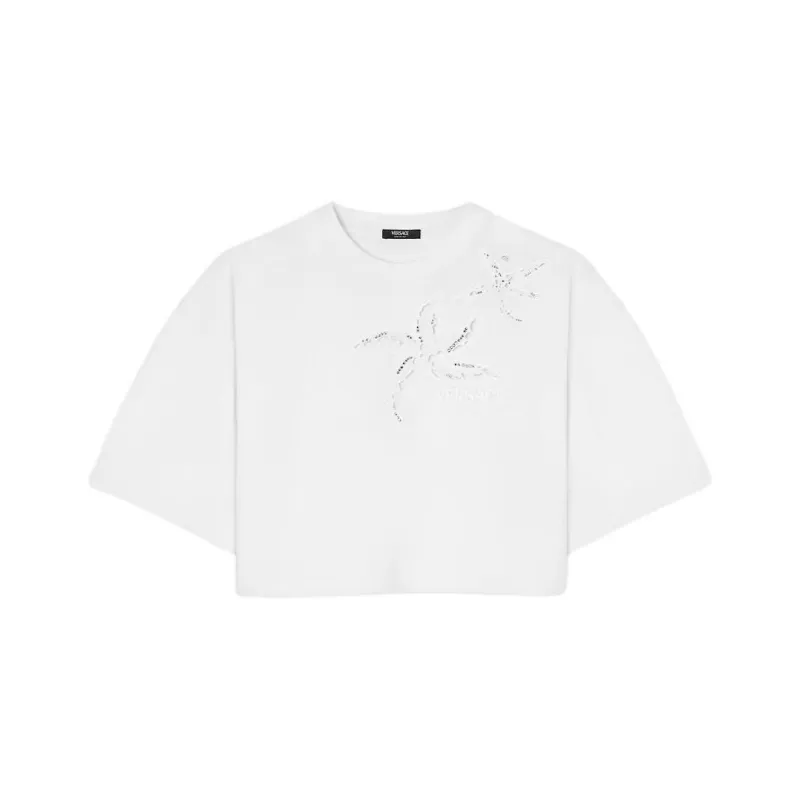 VERSACE Embroidered Cropped T shirt-0