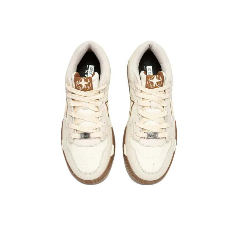 XTEP Anti Slip Wear Resistant Low Top Kids' Skateboarding Shoes Tea White Teenagers-2