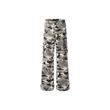 BLANC & ECLARE Comfortable Camouflage Multi Pocket Polka Dot Design Loose Fit Versatile Casual Pants Unisex